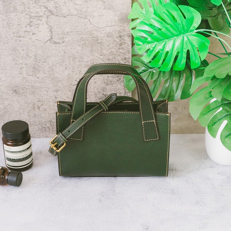 Mini 手提包 22365 綠V - 側背包/斜背包 - 真皮 綠色