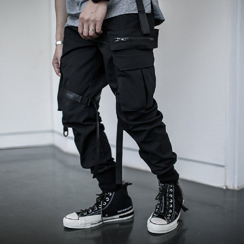 Paratrooper trousers functional tooling multi-pocket trousers - Men's Pants - Polyester Black