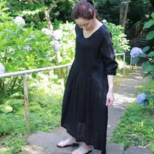 紬の着物リメイク Vネックワンピース - ショップ 自然堂