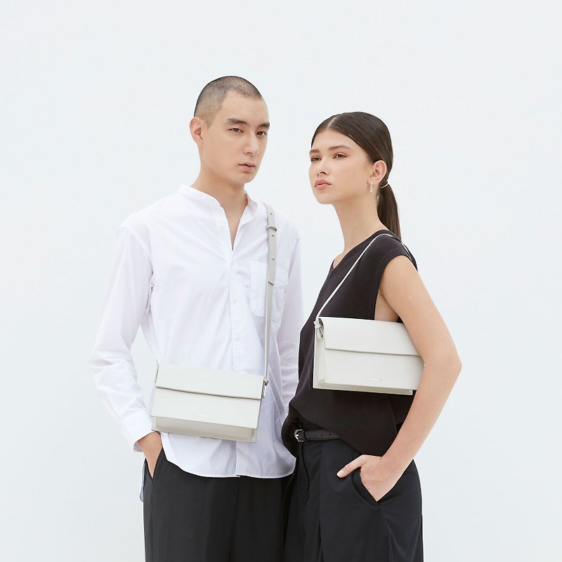 DA26 Arch – Grey (Minimal Leather Bag) - Handbags & Totes - Genuine Leather Gray