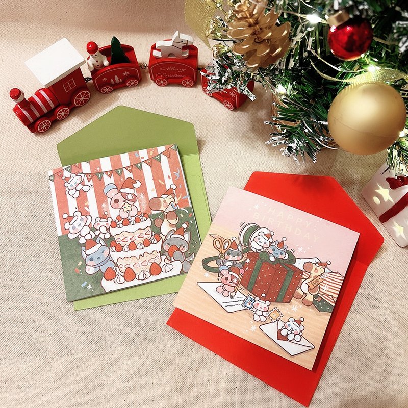 New product in stock [N Rabbit studio] Christmas limited birthday envelope small card - 2 styles in total - การ์ด/โปสการ์ด - กระดาษ 