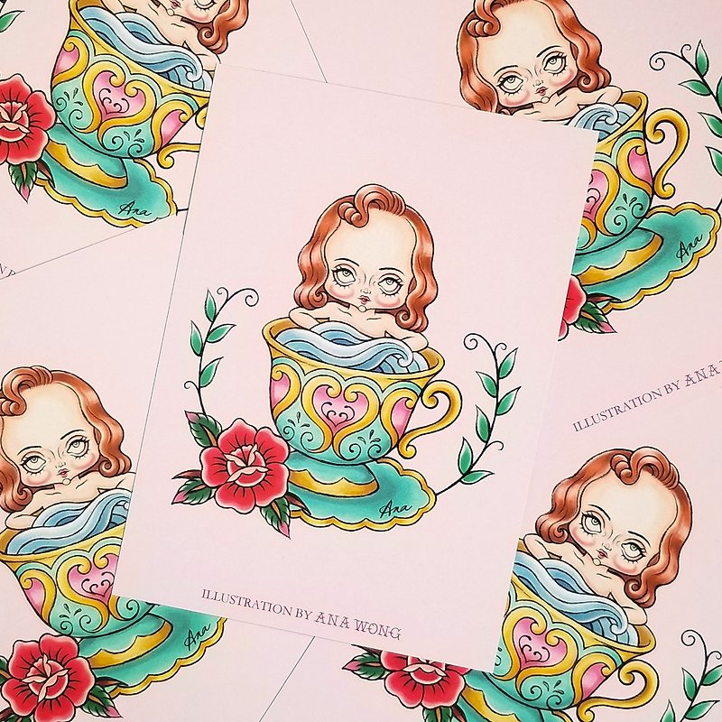 Tea party illustration postcard - Cards & Postcards - Paper Multicolor