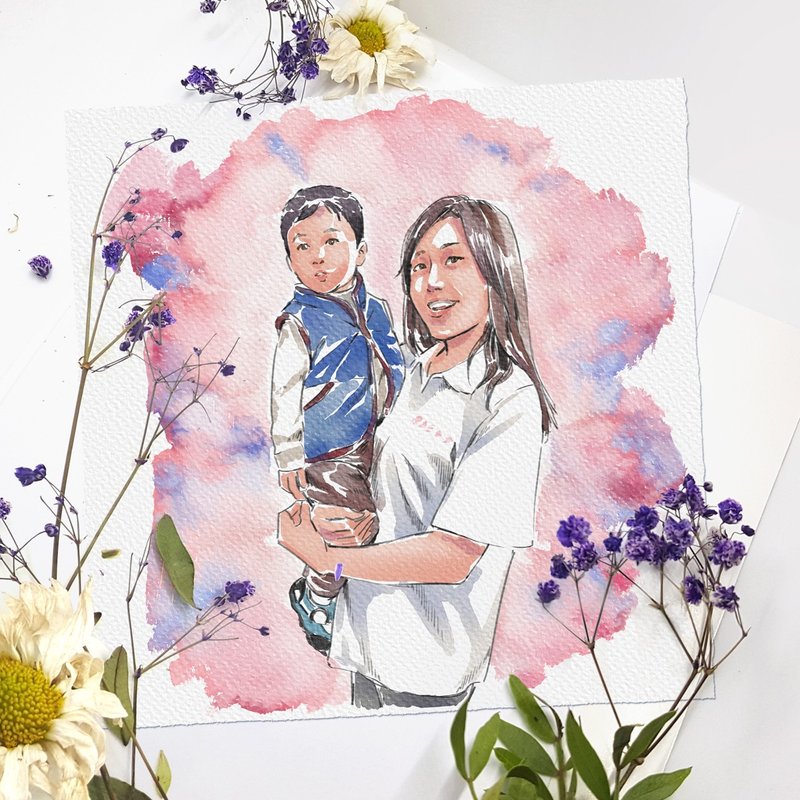 Custom Watercolor Style Portrait Digital Hand Drawn Artwork from Photo - 電子似顏繪/繪畫/插畫 - 其他材質 
