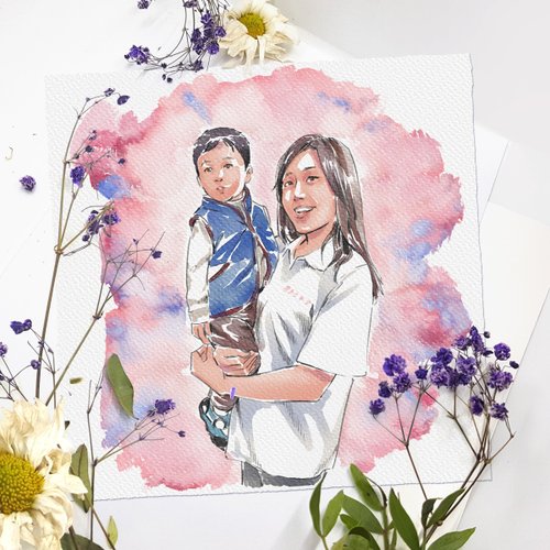 Art Rei Custom Watercolor Style Portrait Digital Hand Drawn Artwork from Photo