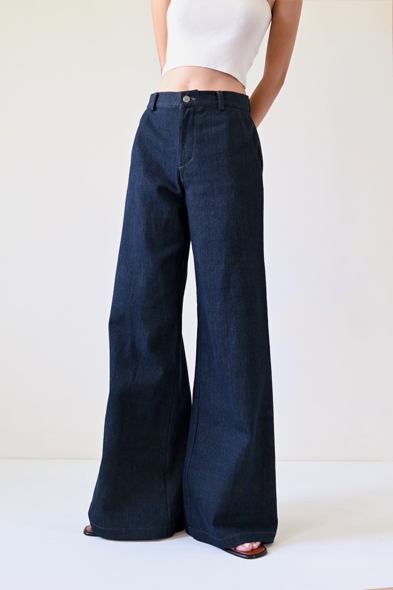 Shan Yong Denim Large Flare Wide Pants-Second Edition - Women's Pants - Cotton & Hemp 