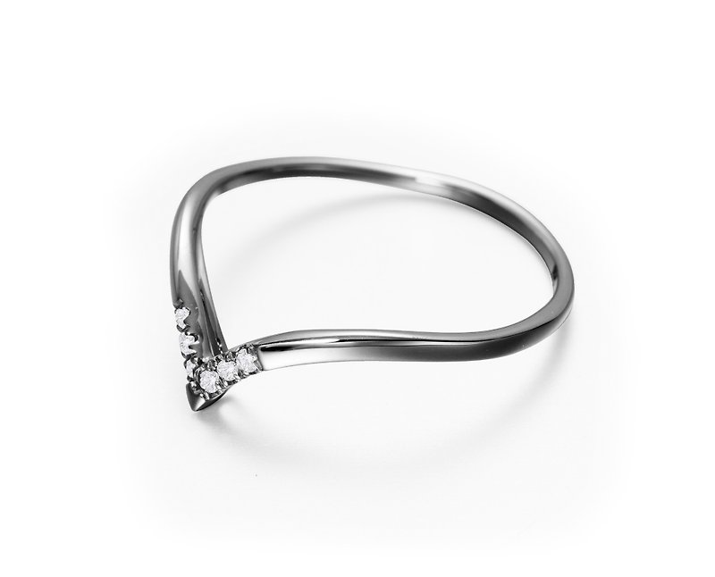 14K ブラック ゴールド シックな女性リング エレガント ダイヤモンド 結婚指輪 リング 新鮮でシンプルなブラック ゴールド リング V 字型の小さなリング - ペアリング - ダイヤモンド ブラック