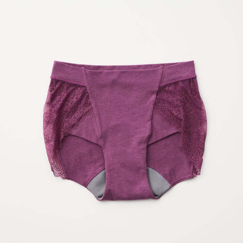 【パッド別売り】ayame　オーガニックコットン　吸水生理パンツ　レース　レギュラー - 女內衣褲 - 棉．麻 紫色