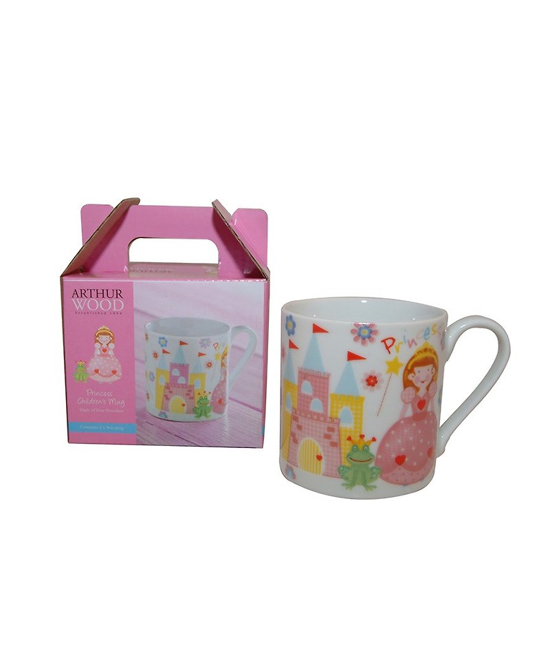 英國Rayware 趣味可愛圖騰兒童專用250ml馬克杯(青蛙王子與公主) - 杯子 - 陶 粉紅色