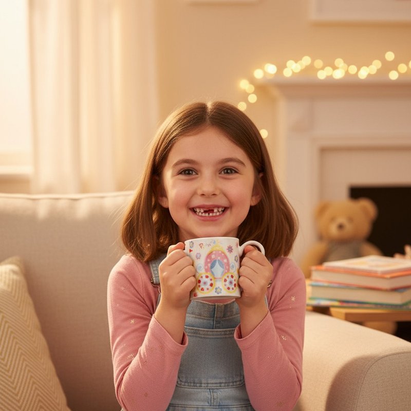 英國Arthurwood趣味可愛青蛙王子與公主圖騰兒童專用250ml馬克杯 - 其他杯子 - 陶 粉紅色