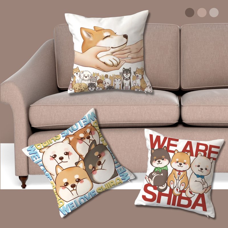 Shiba Inu University Square Pillow 40x40cm Shiba Inu Pillow Sofa Pillow Cushion Cushion Nap Pillow - Pillows & Cushions - Cotton & Hemp 