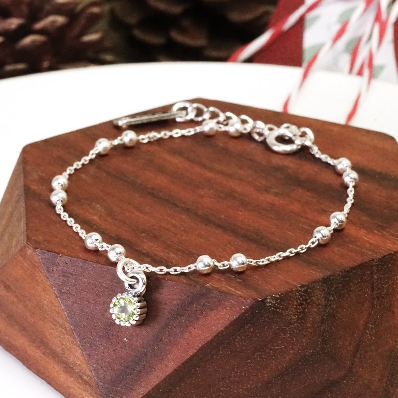 Natural stone series double round bead design 925 sterling silver bracelet blessing gift girl bracelet birthday gift - สร้อยข้อมือ - เงินแท้ หลากหลายสี