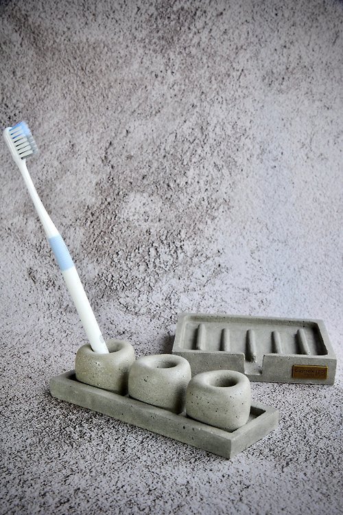 泥說 水泥製牙刷架組