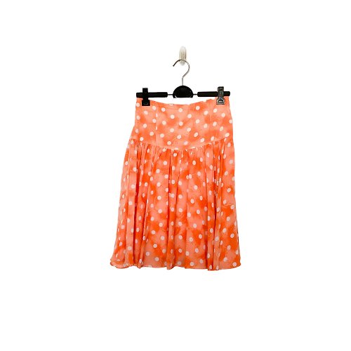 蘿綺莉蕾芭索 二手 橘白配色 點點印花 輕薄飄逸 傘狀 高腰 25 短裙 OPD401