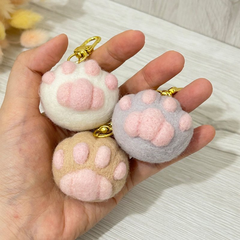 山竹貓掌 多色 羊毛氈鑰匙圈 別針 髮飾 療癒 送禮 - 鑰匙圈/鑰匙包 - 羊毛 多色