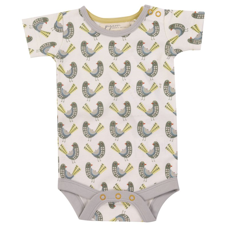 100% Organic Summer Body  single seal print design - Onesies - Cotton & Hemp Green