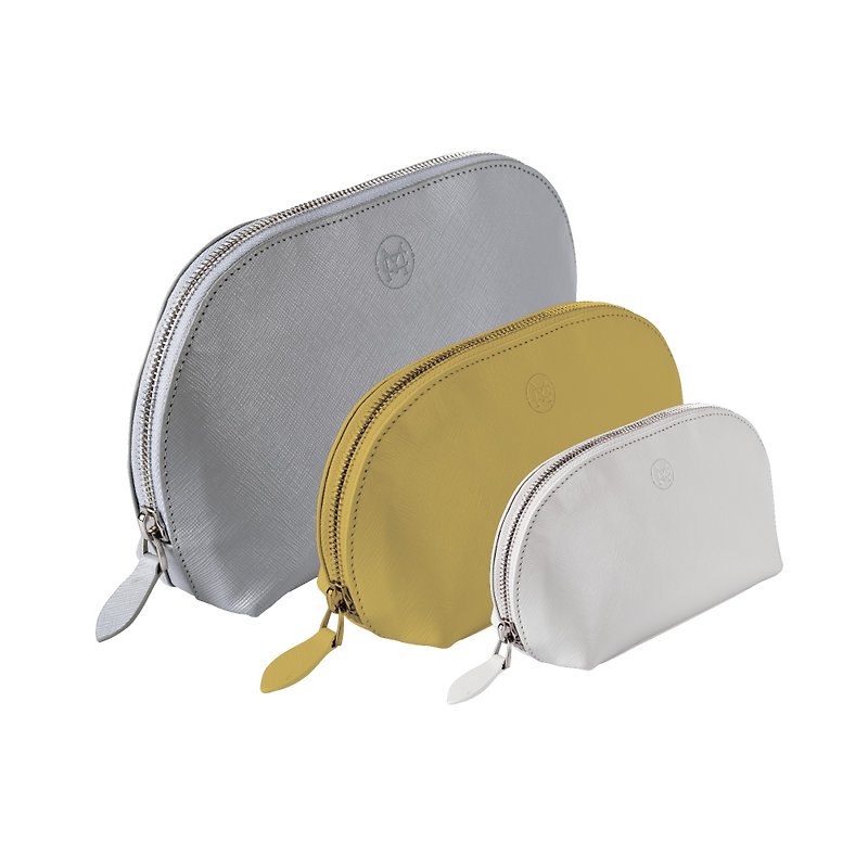 Mercury Leather Cosmetic Bag (Large) Lipstick Cosmetics Travel Essential Cosmetic Bag Travel Bag - กระเป๋าเครื่องสำอาง - หนังแท้ สีเหลือง