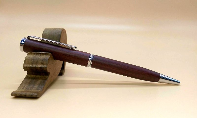 Micro-forest ‧ extreme limit wood atomic pen ‧ purple core wood / with wooden pen holder - Ballpoint & Gel Pens - Wood Brown