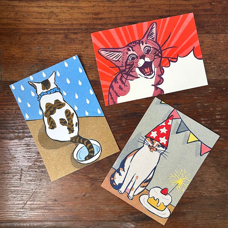 Various cat stencil printing postcards - Cards & Postcards - Paper Multicolor