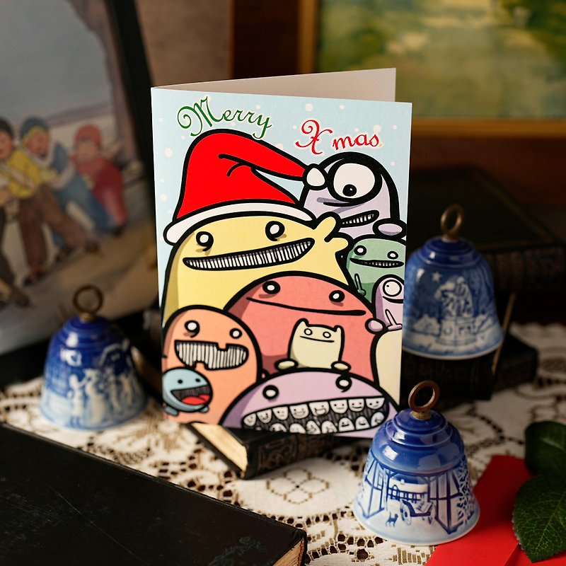 Merry Christmas 怪獸過聖誕 ‧聖誕卡片附封套 - 心意卡/卡片 - 紙 多色