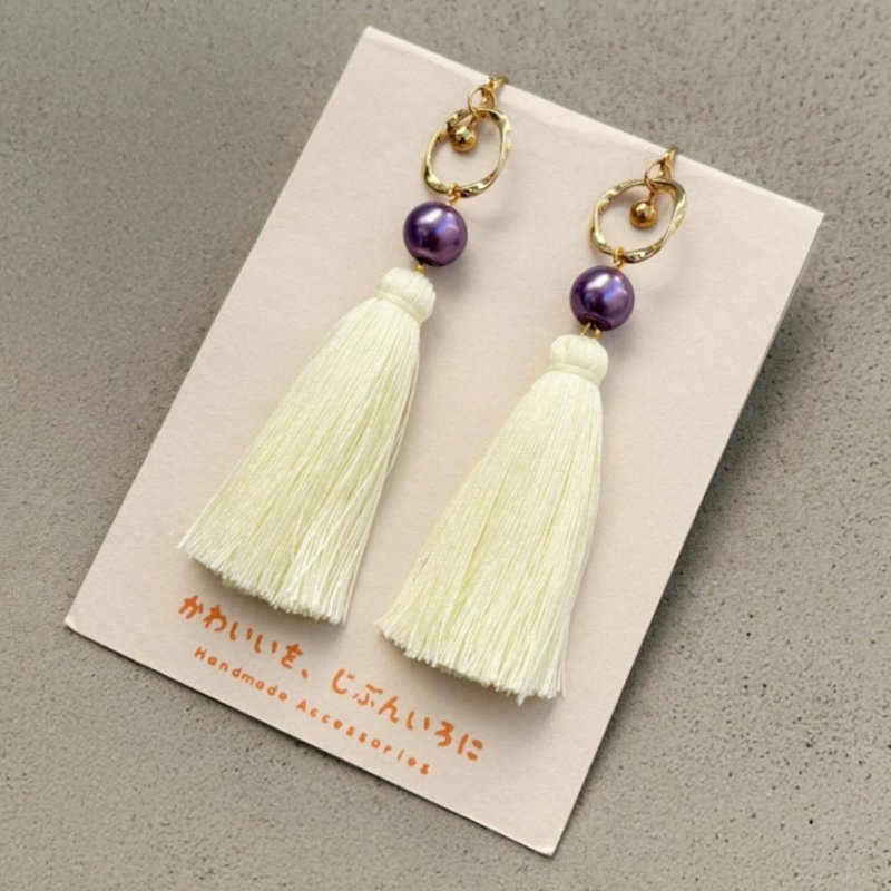 Waxflower Tassel Earrings  Handmade Nickel-Free - Earrings & Clip-ons - Thread Yellow