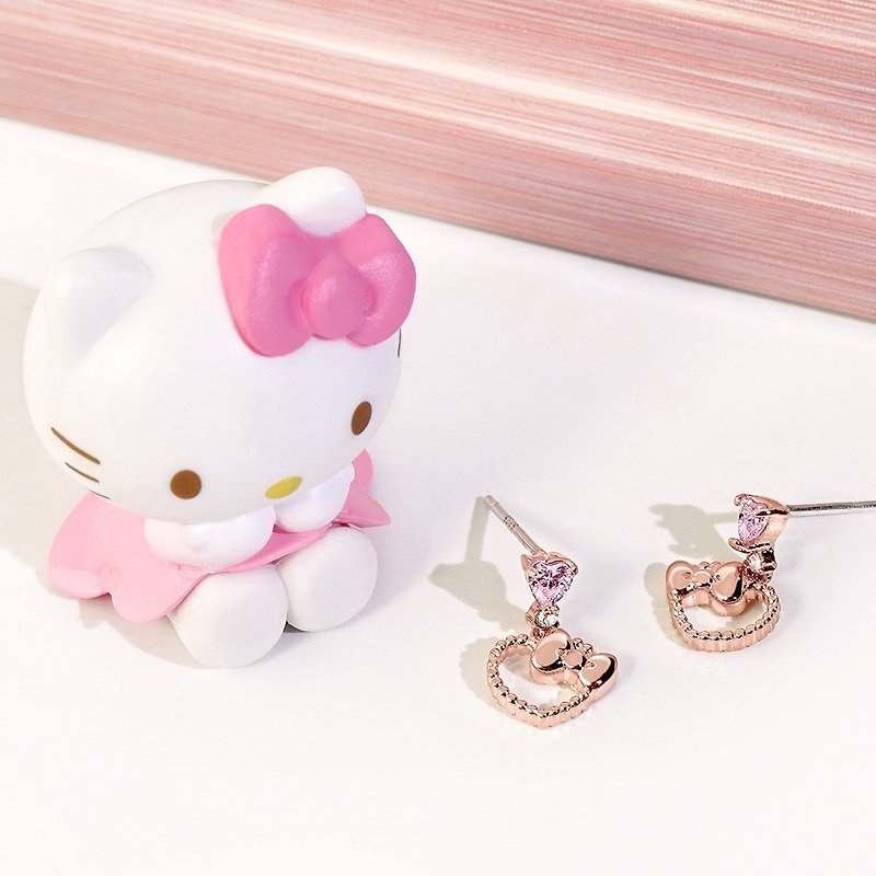 Hello Kitty 50th Series-Future Butterfly Crystal Diamond Sterling Silver Earrings - ต่างหู - เงินแท้ สึชมพู