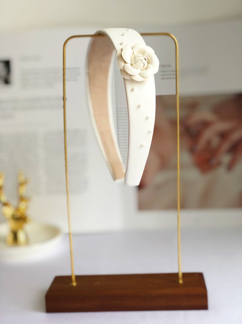 原創白色山茶花髮箍 - 髮箍/髮帶 - 其他材質 白色