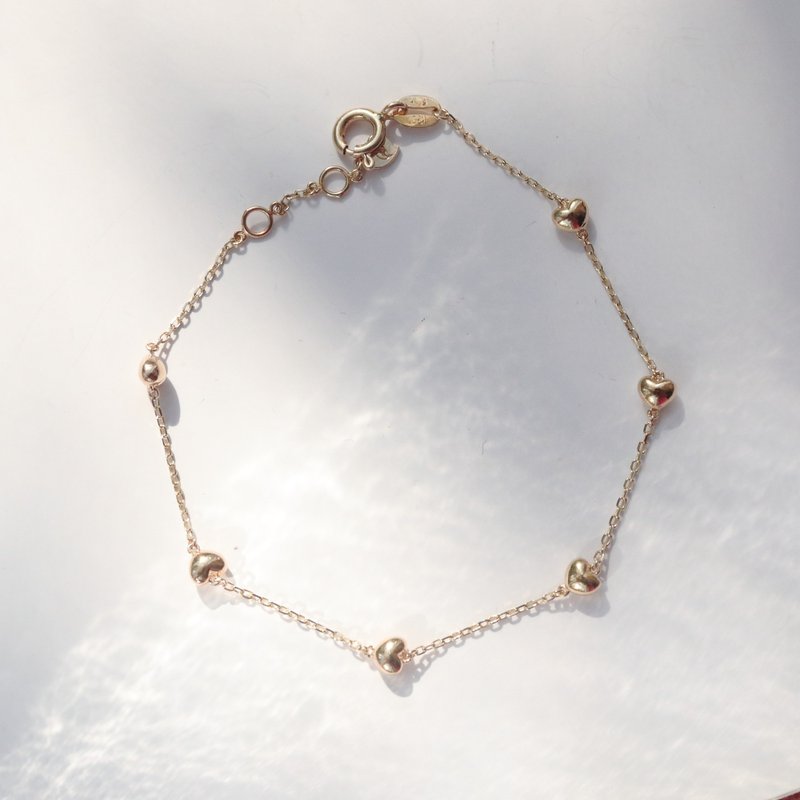 14K three-dimensional gold love bracelet - สร้อยข้อมือ - เครื่องประดับ สีทอง