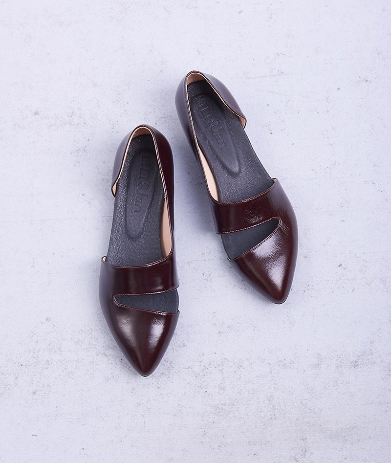 [Atypical fashion] open personality low-heeled shoes _ oil refining coke (after 23.5 and 25) - Women's Oxford Shoes - Genuine Leather Brown
