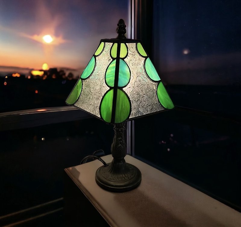 Handmade vintage inlaid glass table lamp - Lighting - Glass Green