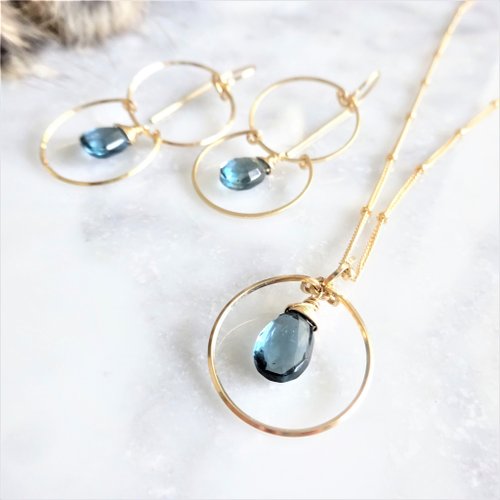 14kgf*宝石質London Blue Topaz ring necklace