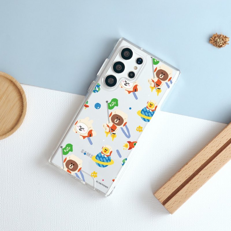 LINE FRIENDS Classic - Traveling the Universe Printed Anti-fall Transparent SAMSUNG Mobile Phone Case - เคส/ซองมือถือ - พลาสติก หลากหลายสี