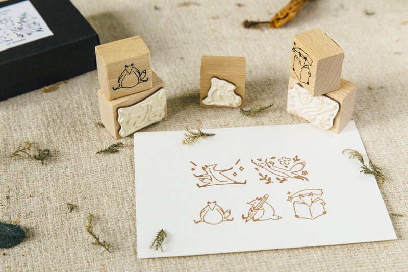 Hello Little Fox│Seal Five - Stamps & Stamp Pads - Wood 