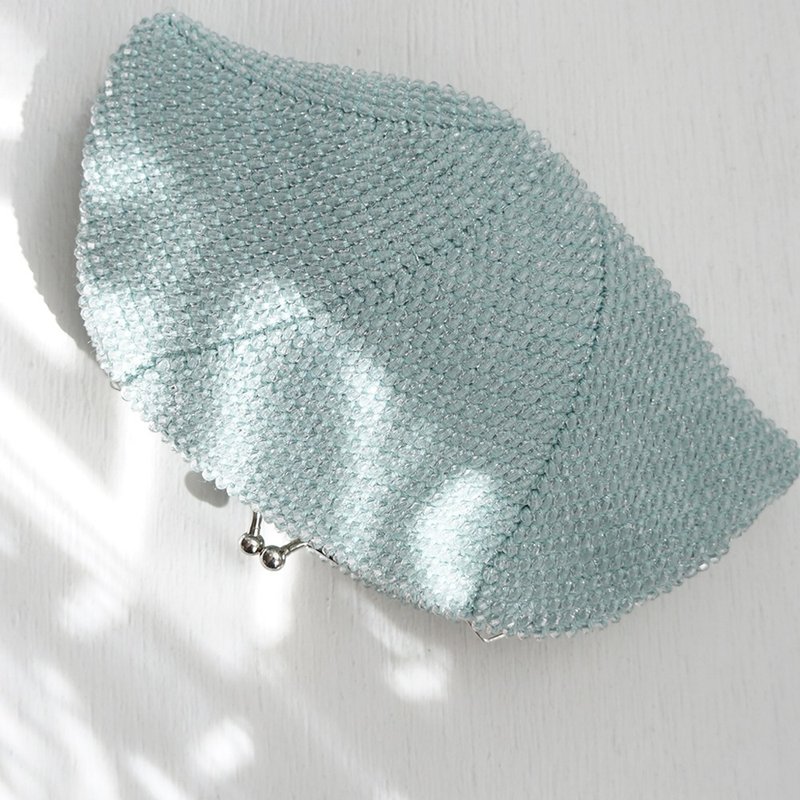 Ba-ba handmade  Acrylic beads crochet petit bag No.2131 - 化妝包/收納袋 - 其他材質 藍色