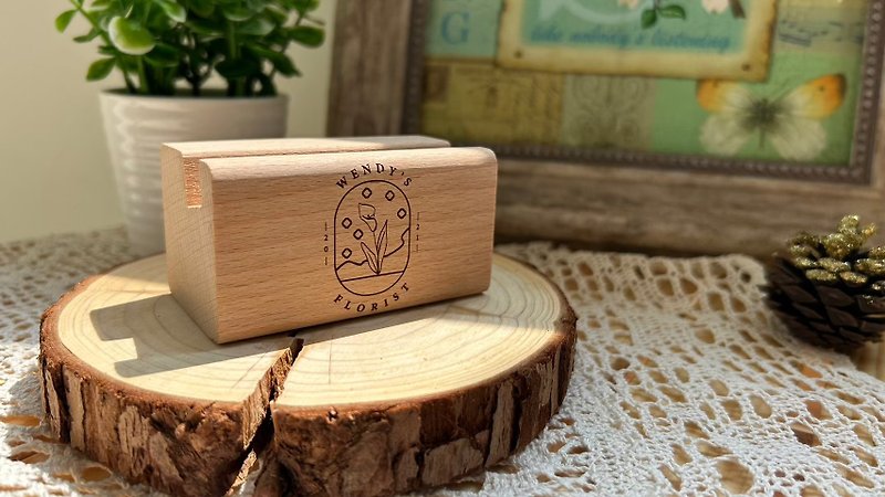 [Small box] Wooden business card holder/mobile phone holder M_/gift/corporate gift/graduation gift - แฟ้ม - ไม้ สีนำ้ตาล