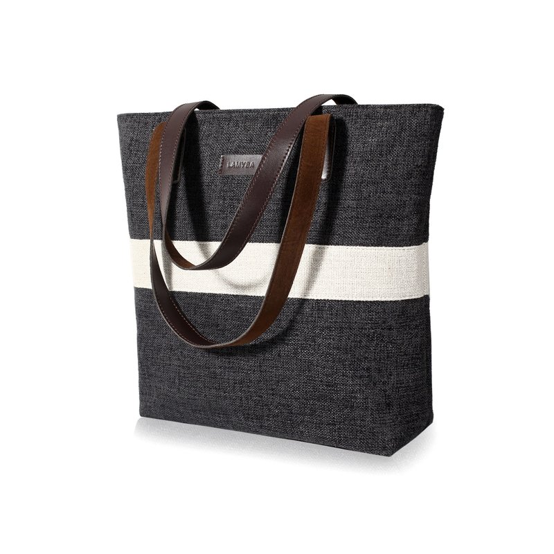 [Limited time 20% off] Simple and large-capacity contrast color shoulder bag tote bag handbag shopping bag - Messenger Bags & Sling Bags - Other Man-Made Fibers Black