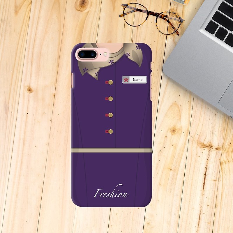 Hong Kong Airlines Air Hostess Fight Attendant Gold scarf iPhone Samsung Case - Phone Cases - Plastic Purple