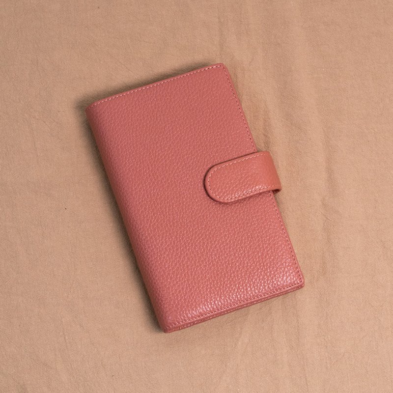 A6 Slim 6 Hole Leather Binder Pocket|Notebook|Universal Handbook-Pink Fifi (With Buckle) - สมุดบันทึก/สมุดปฏิทิน - หนังแท้ สึชมพู