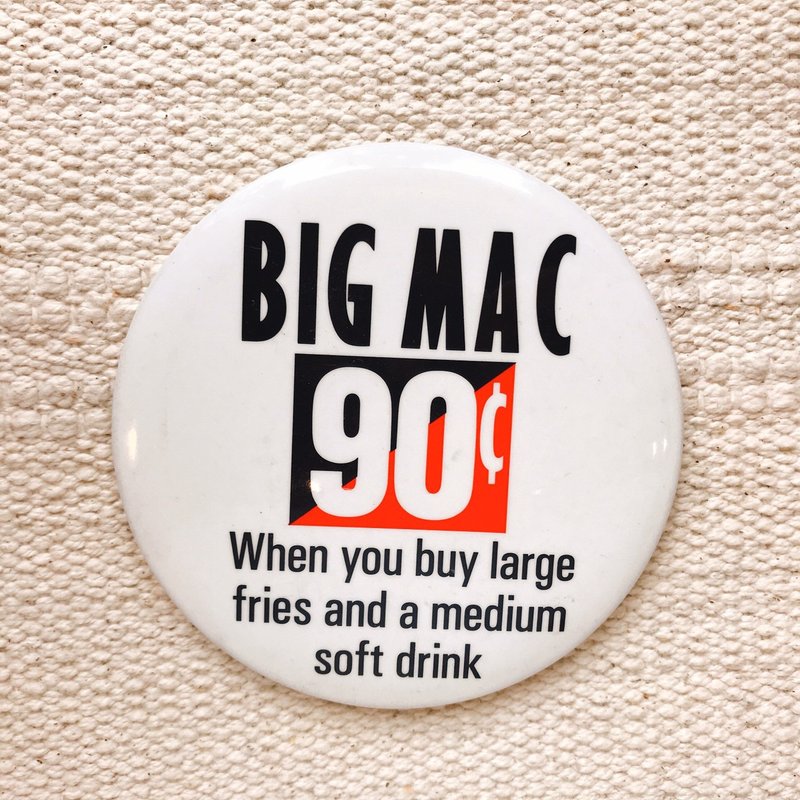 Canada McDonalds McDonald's produced BIG MAC antique badge pin - Badges & Pins - Other Metals White