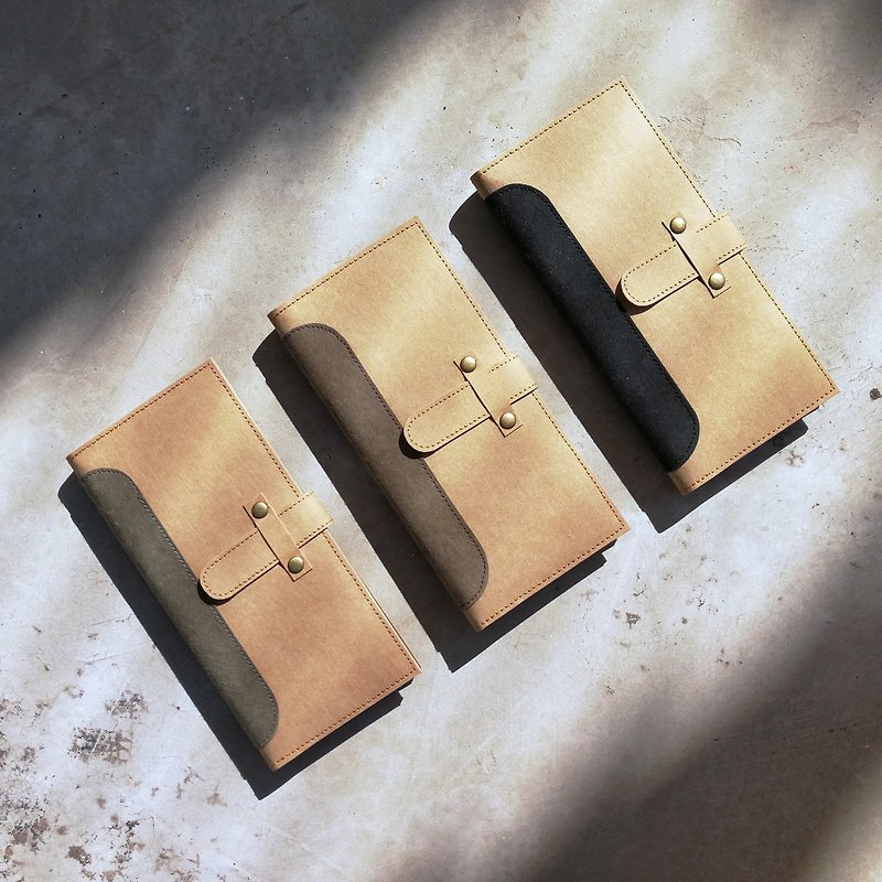 *Simple one*Washed kraft paper long clip - Wallets - Paper Brown