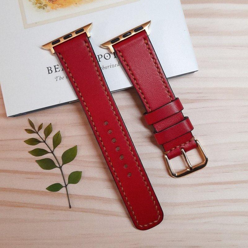 Apple Watch錶帶 / 3色可選 / 手工錶帶 / 義大利頂級皮革 - 錶帶 - 真皮 
