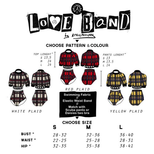 APRILPOOLDAY★チェック柄 2ピース水着 ロックテイスト Aprilpoolday水着/ LOVE BAND TWO PIECES /イエローチェック柄