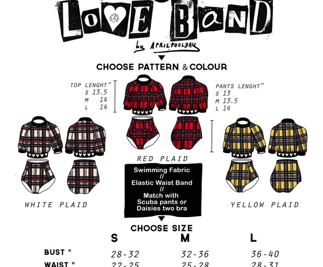Aprilpoolday水着/ LOVE BAND TWO PIECES /イエローチェック柄