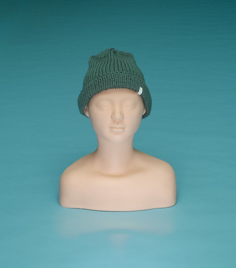素色 - 軍綠 OTB011 手工編織毛帽 - 帽子 - 棉．麻 綠色