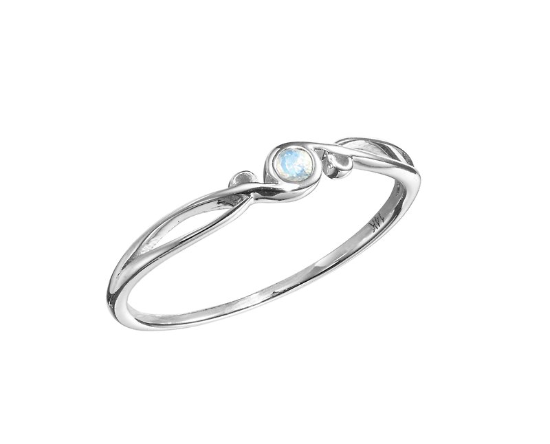 Rainbow Moonstone Engagement Ring, Blue Moonstone Wedding Ring, Birthstone Ring - แหวนทั่วไป - เครื่องประดับ ขาว