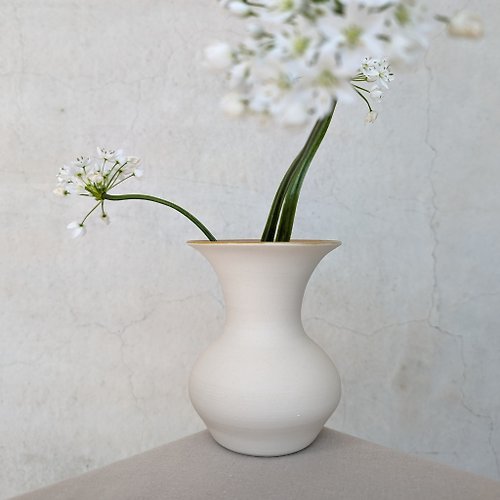 周 陶務事 潤白朝顏 花器 花瓶