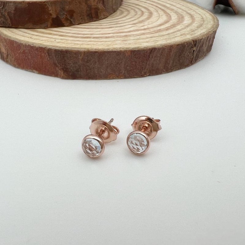 Frozen Days | White Crystal Earrings Hoop Earrings 925 Sterling Silver Rose Gold Plated - ต่างหู - คริสตัล สีใส