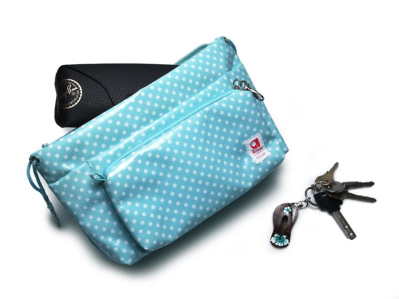 Mizutama basket pouch Bag-in-Bag organizer (blue) - กระเป๋าเครื่องสำอาง - พลาสติก 