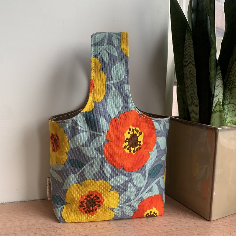 bloom big flower walk two cup bag hand bag handbag - Handbags & Totes - Cotton & Hemp 