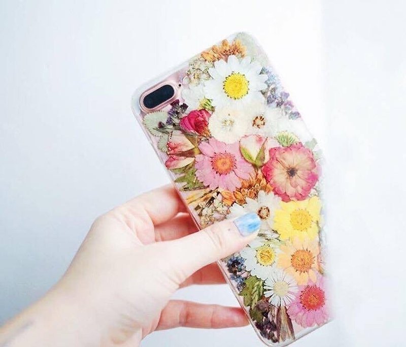 |Souvenirs|Original Handmade Flower Hana iPhone X Mobile Shell Eternal Flower Embossed Gift - เคส/ซองมือถือ - พืช/ดอกไม้ หลากหลายสี
