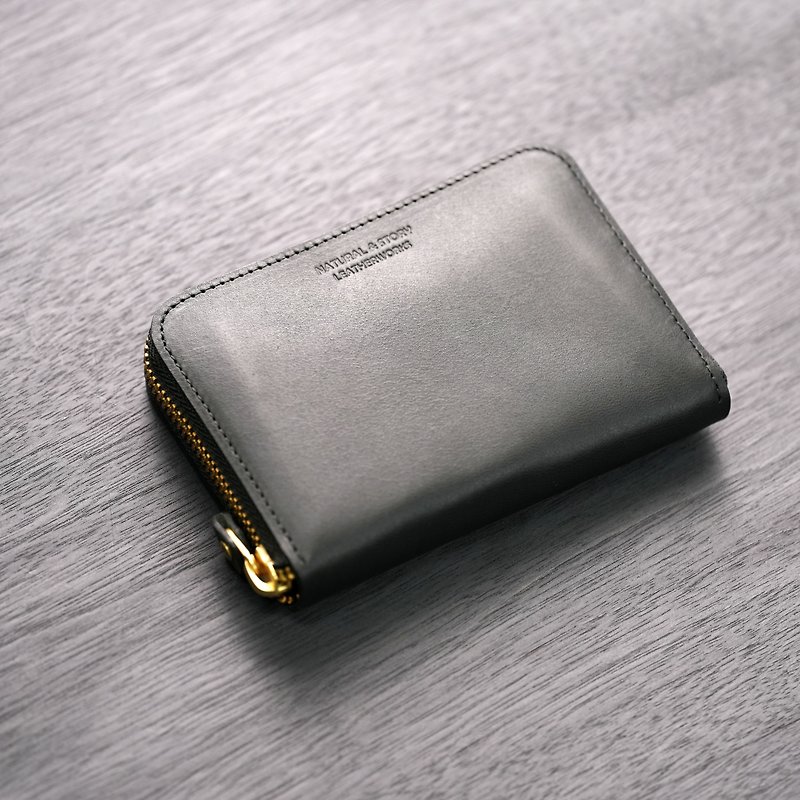 【NS Leather Goods】Wallet wallet, wallet, zipper clip, U-shaped zipper clip (free printing) - Wallets - Genuine Leather 
